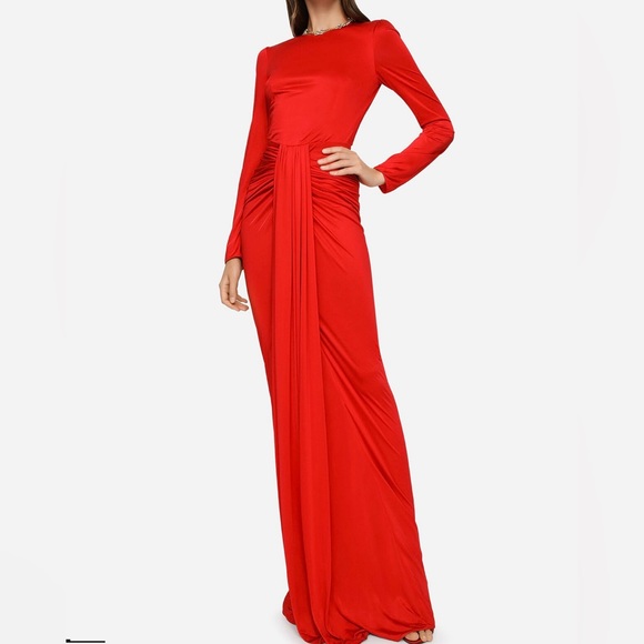 Dolce & Gabbana Long organzine dress with draping Size EU 38 US 2 - Picture 2 of 11